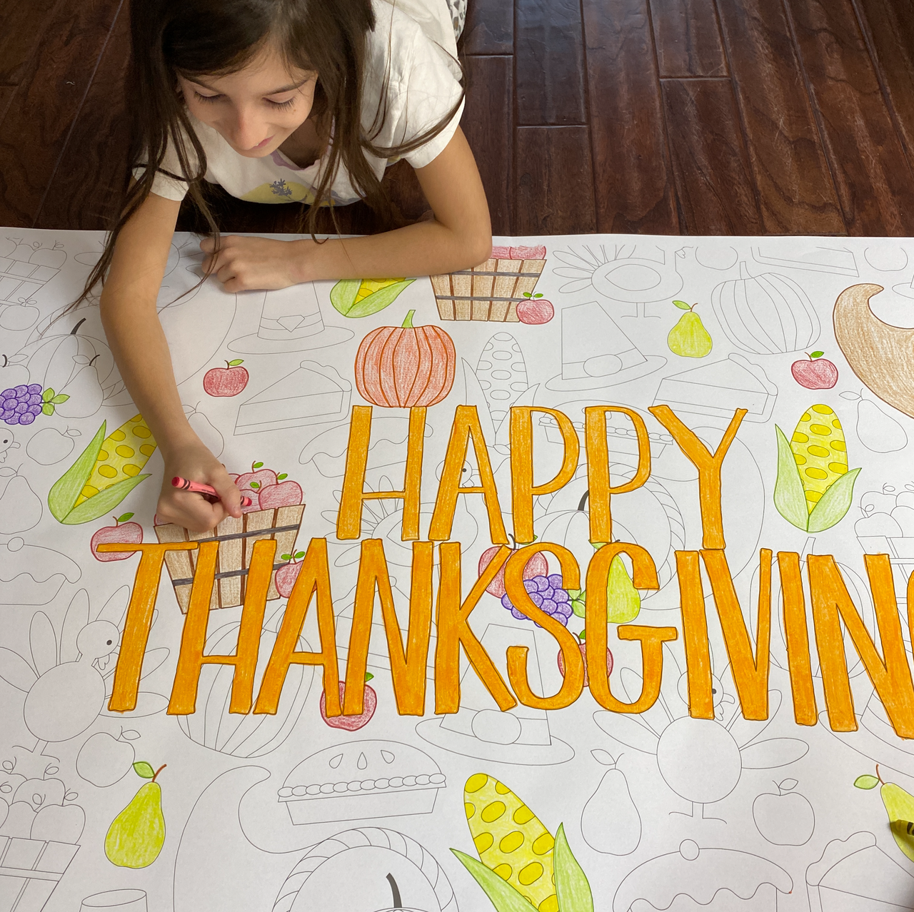 Happy Thanksgiving Table Size Coloring Sheet