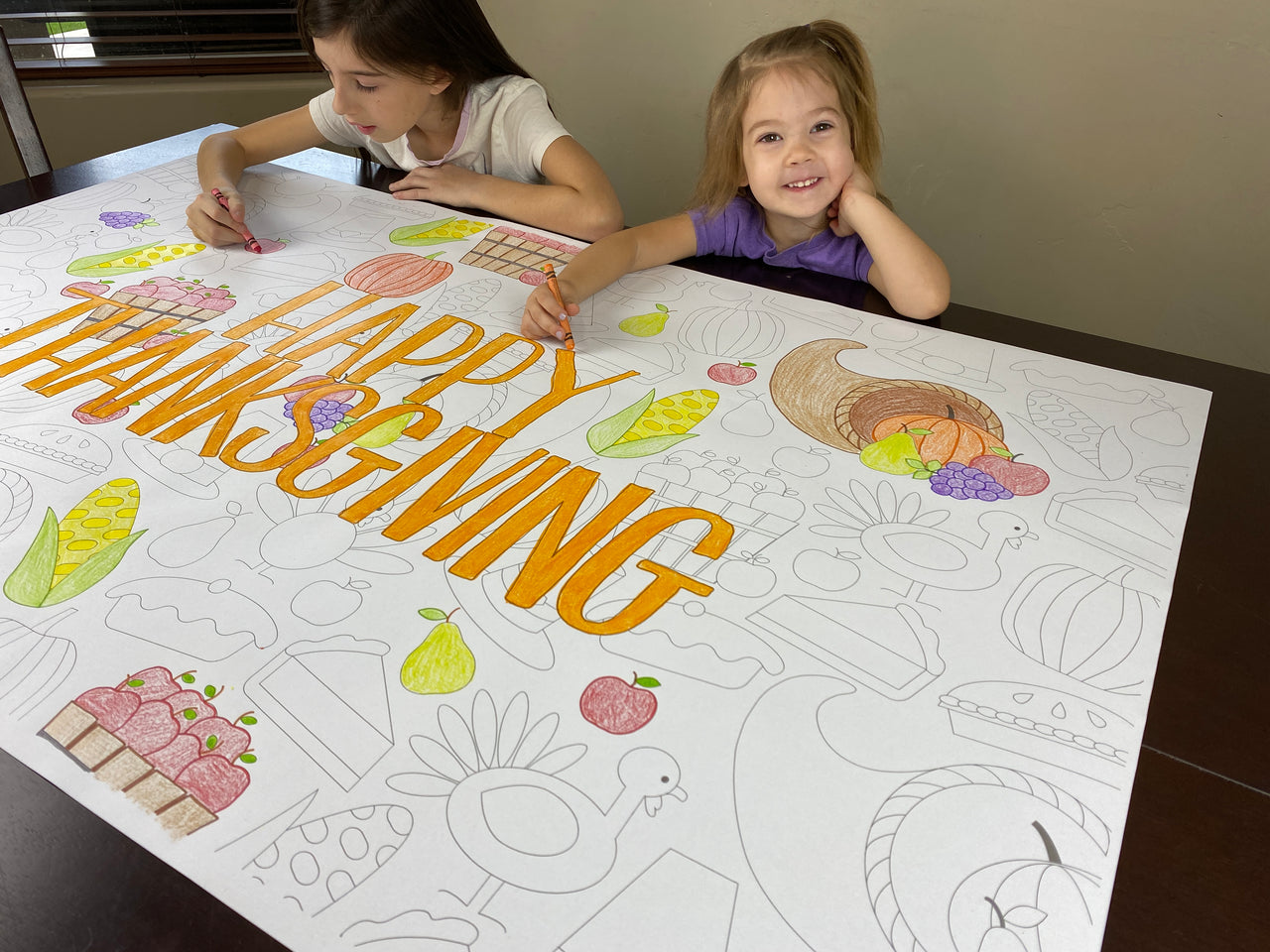 Happy Thanksgiving Table Size Coloring Sheet