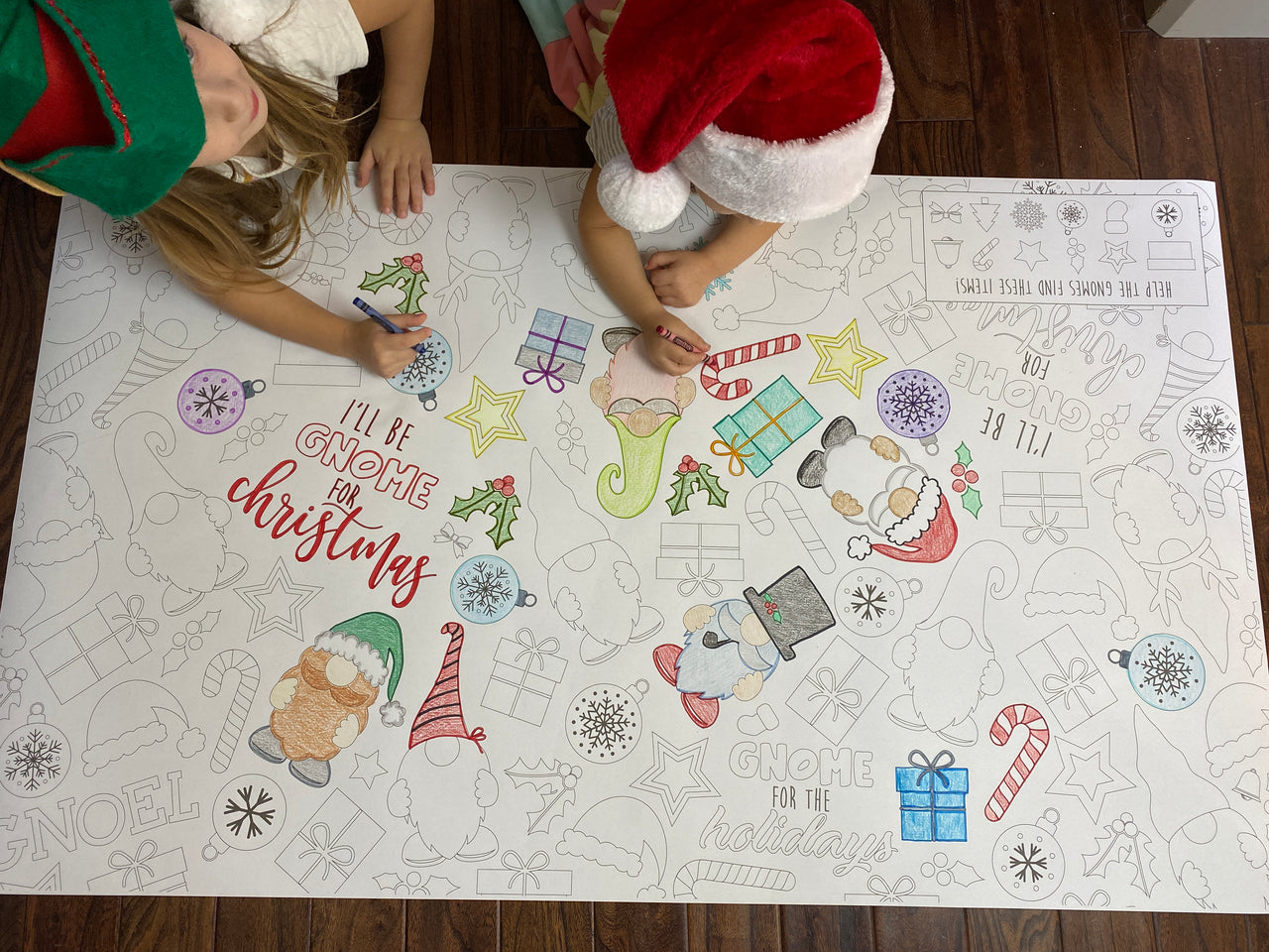 Gnome Christmas Table Top Coloring Banner