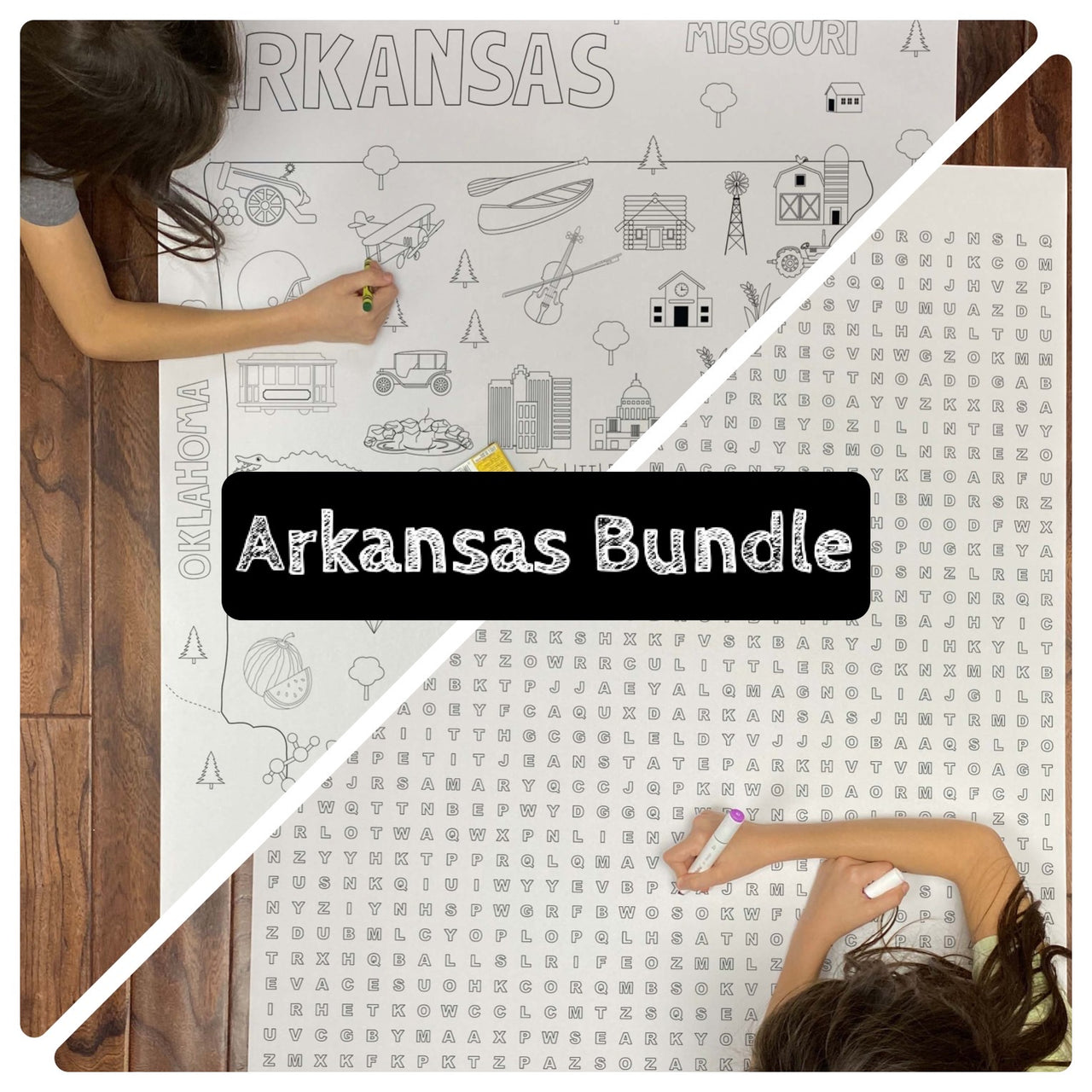 Arkansas State BUNDLE Coloring and Word Search