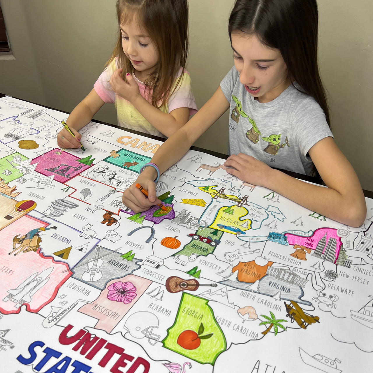 USA Map Table Size Coloring Sheet