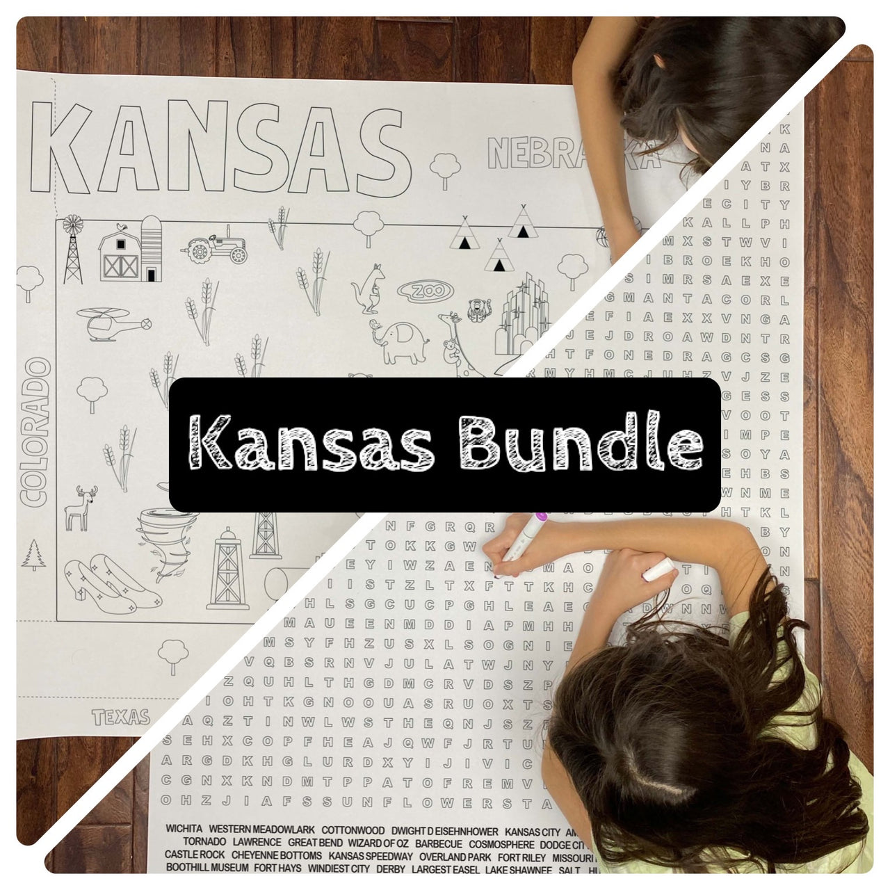 Kansas State BUNDLE Coloring and Word Search