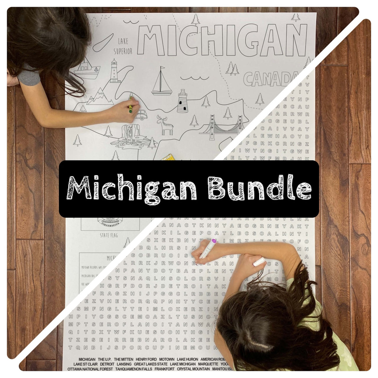 Michigan State BUNDLE Coloring and Word Search