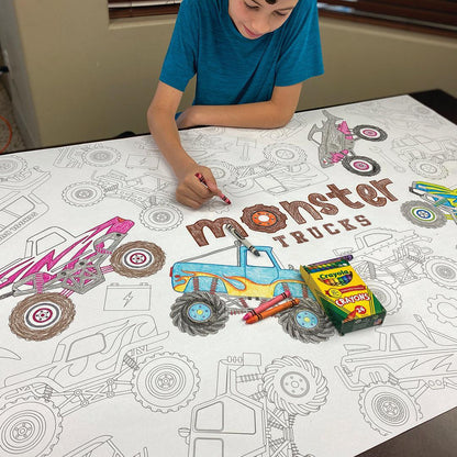 Monster Trucks giant table size coloring sheet