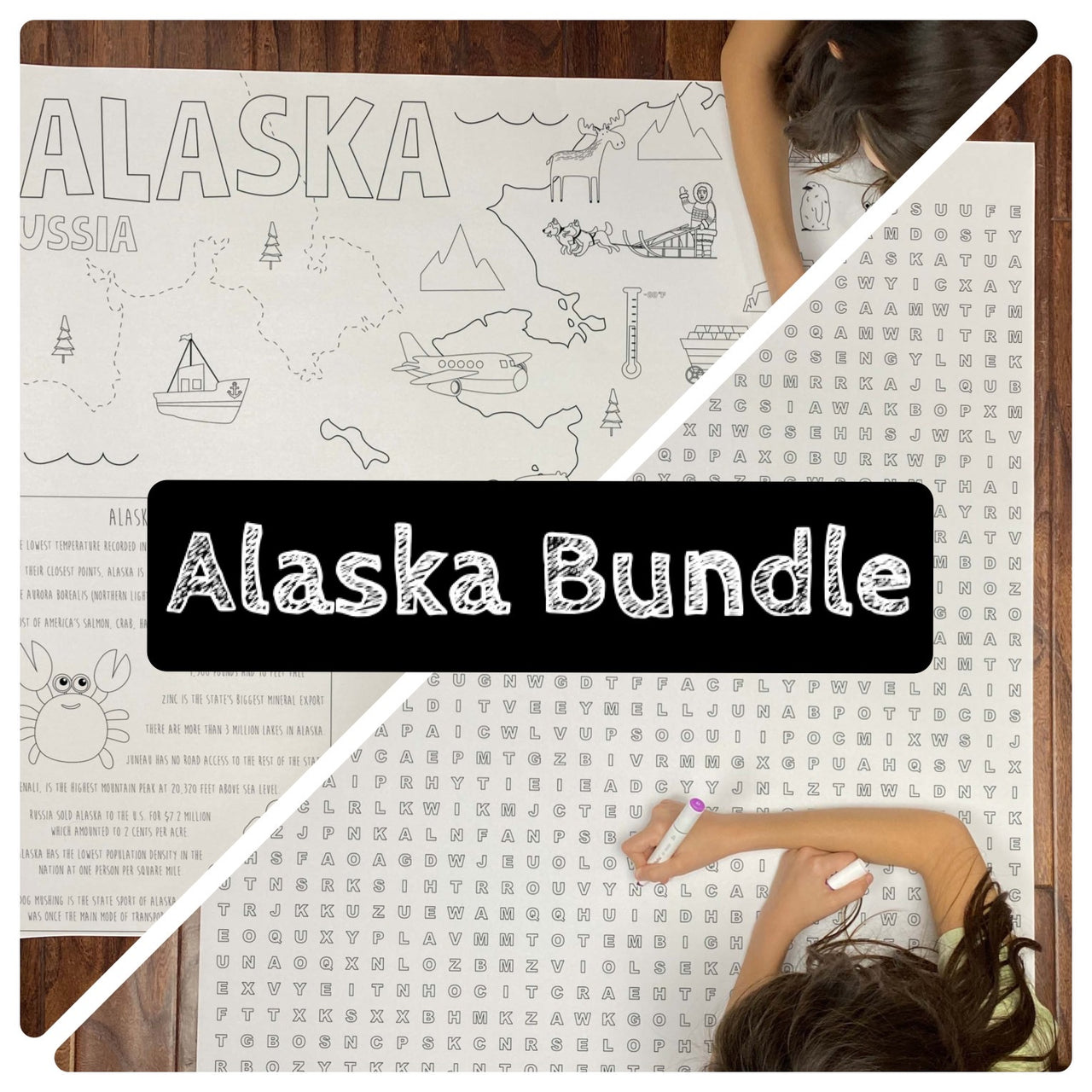 Alaska State BUNDLE Coloring and Word Search