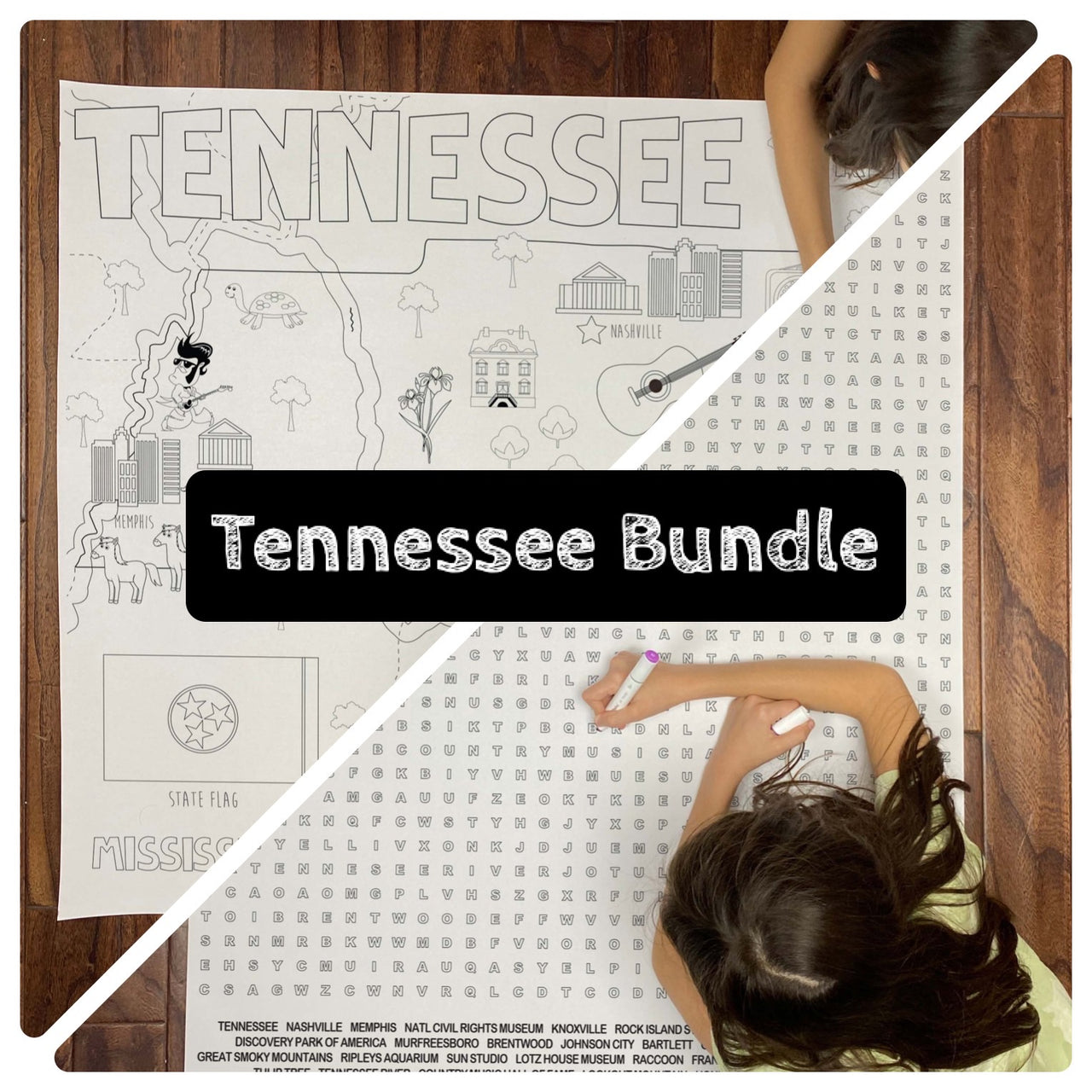 Tennessee State BUNDLE Coloring and Word Search