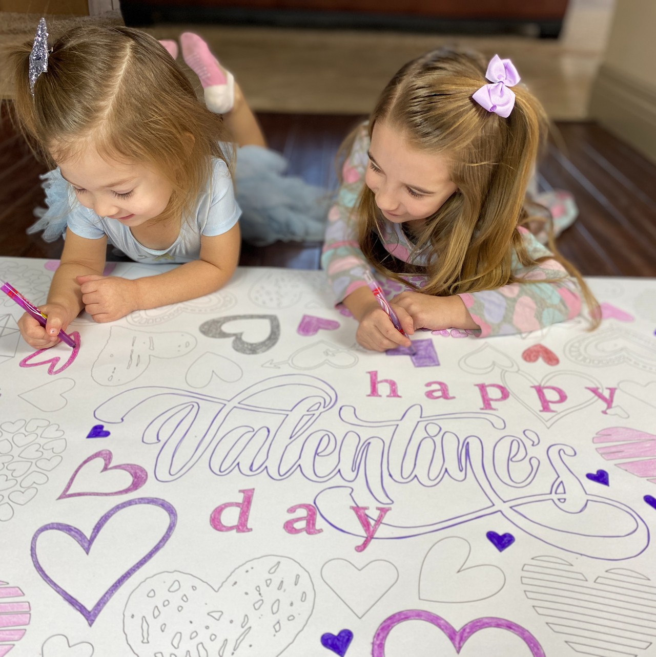Valentine Hearts Table Size Coloring Sheet