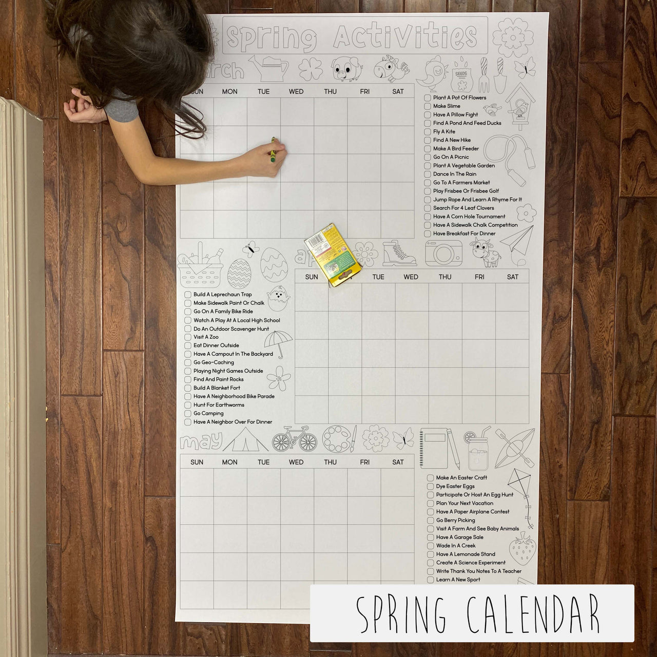 Spring Activity Calendar Coloring Banner