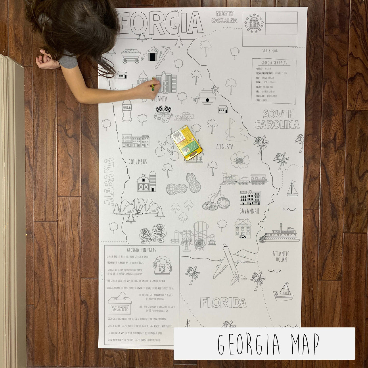 Georgia State Map Table Size Coloring Sheet