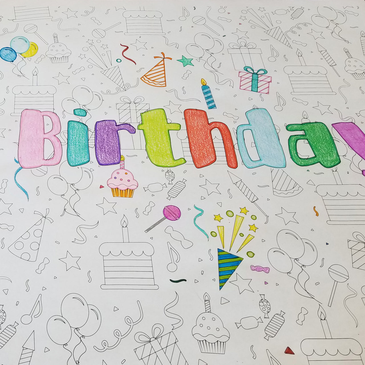 Happy Birthday Table Top Coloring Banner