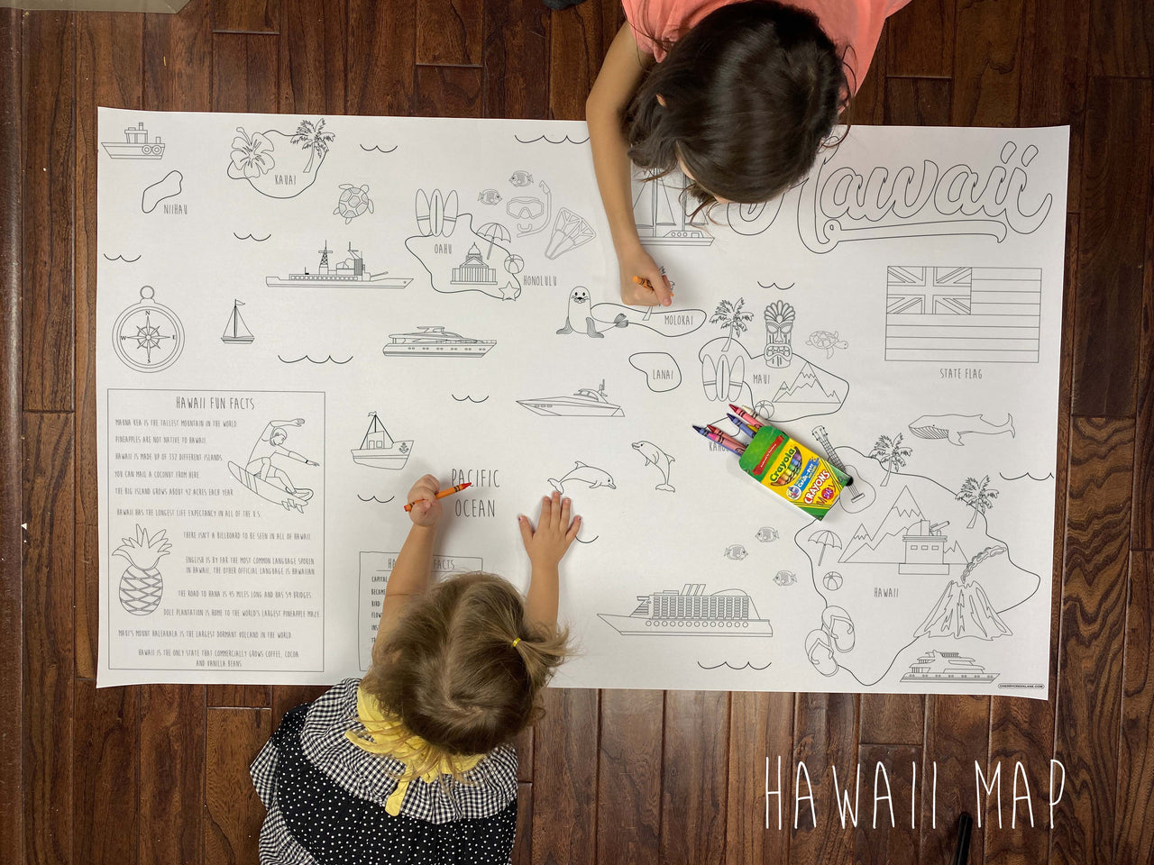 Hawaii Coloring Map