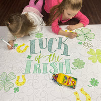 Thumbnail for The Luck of the Irish giant coloring sheet being colored in with markers at a table