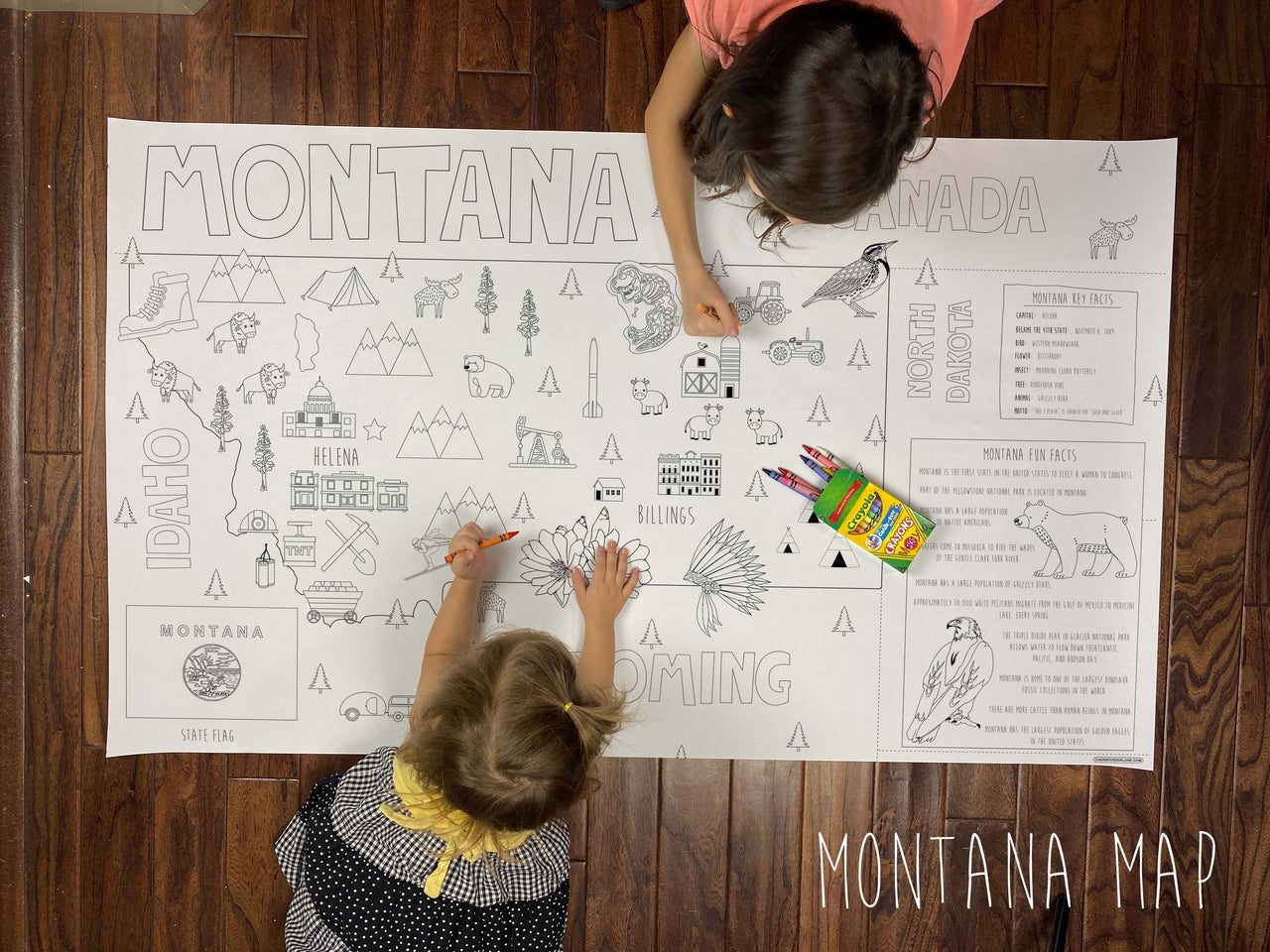 Montana State Map Table Size Coloring Sheet