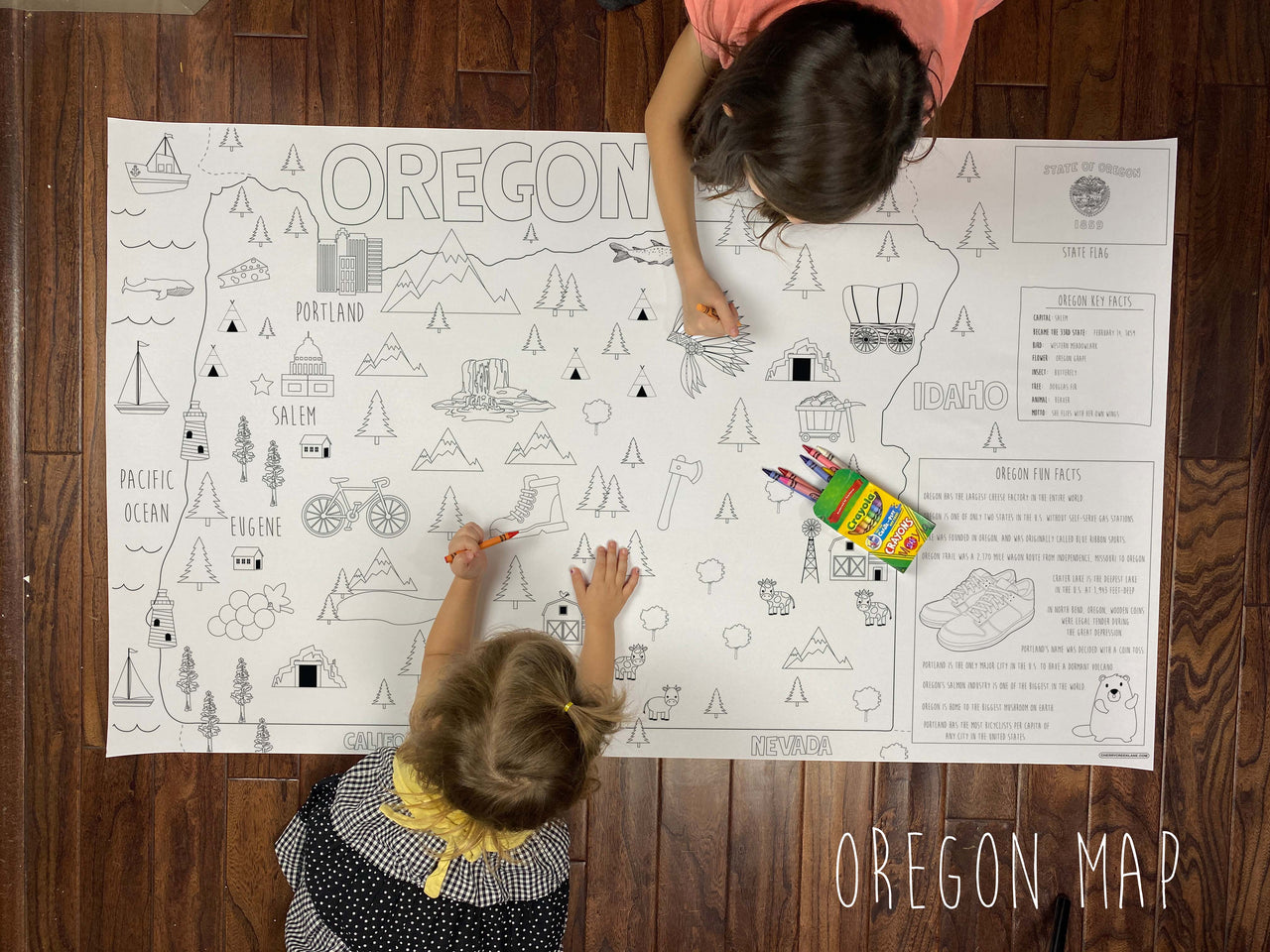 Oregon State Map Table Size Coloring Sheet