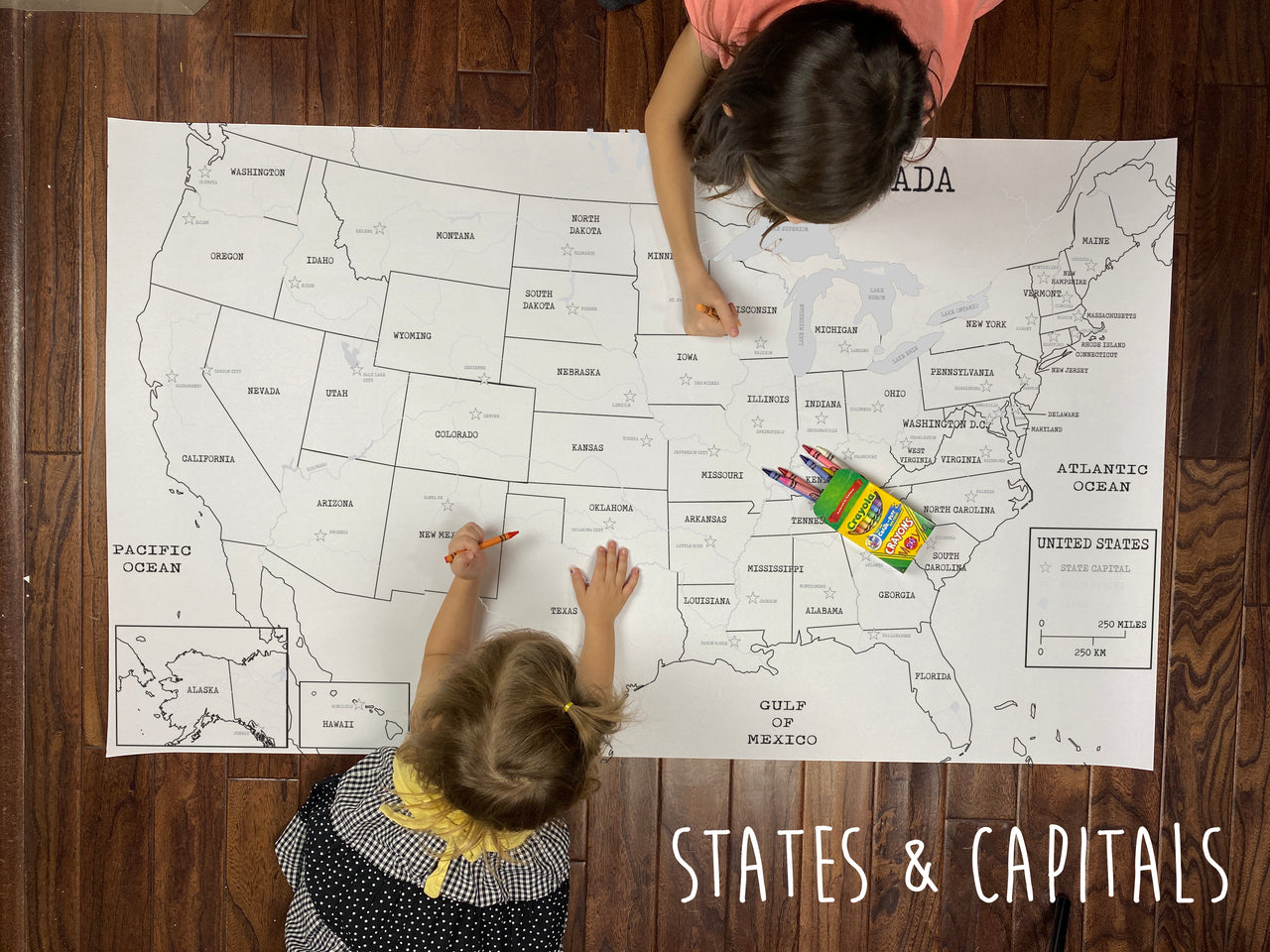 United States & Capitals Coloring Map