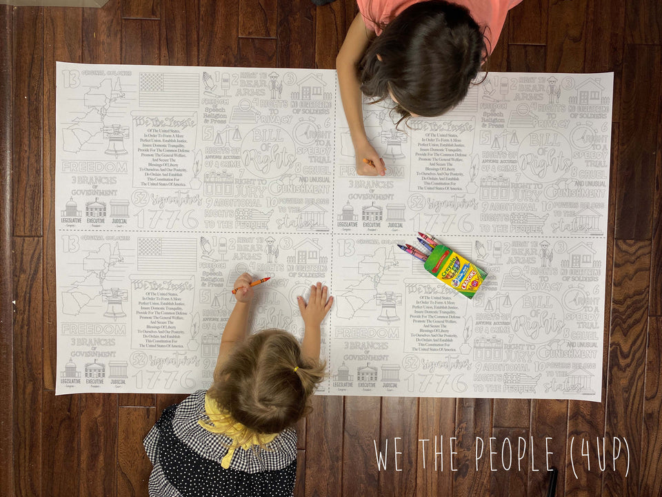 (4UP) We The People Table Size Coloring Sheet