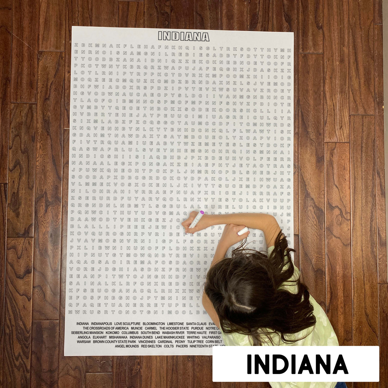 Indiana State Giant Word Search Puzzle