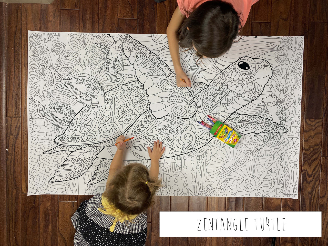Zentangle Turtle Table Size Coloring Sheet